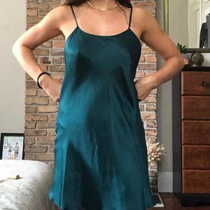Vintage Emerald Green Silk Slip Dress